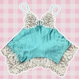 Victoria's Secret Blue and White Lace Chemise